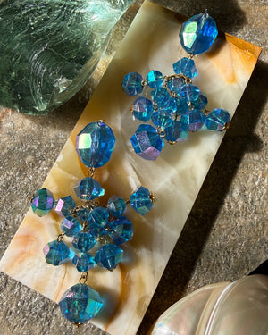 80s Blue Crystal Earrings