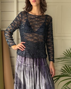 90s Ribbon Crochet Top | M-L