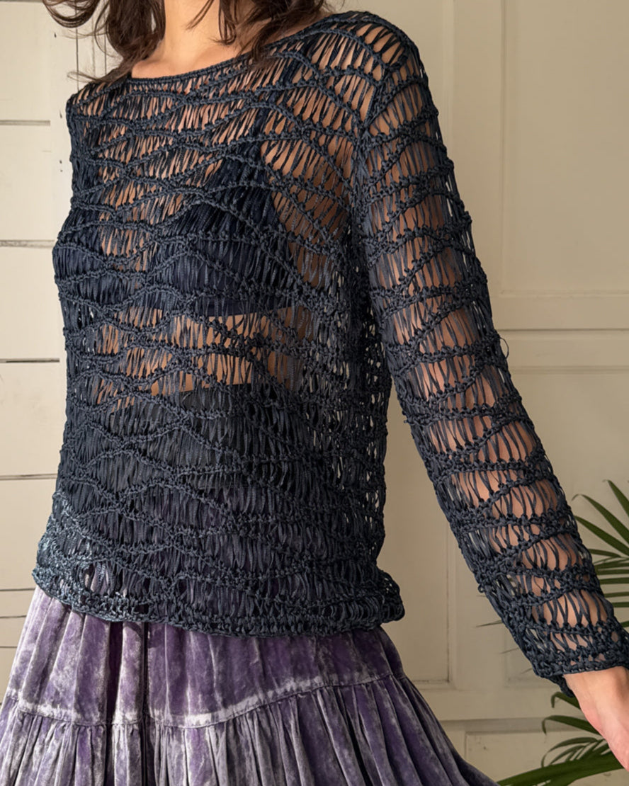 90s Ribbon Crochet Top | M-L