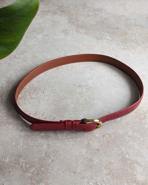 Burgundy Leather Coach Belt
