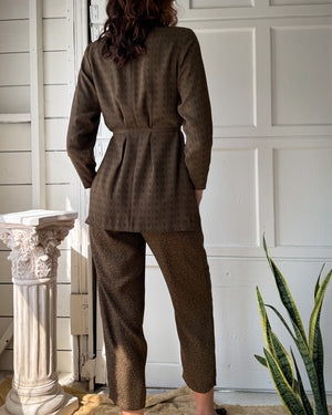 90s Mixed Print Pant Suit | S-M