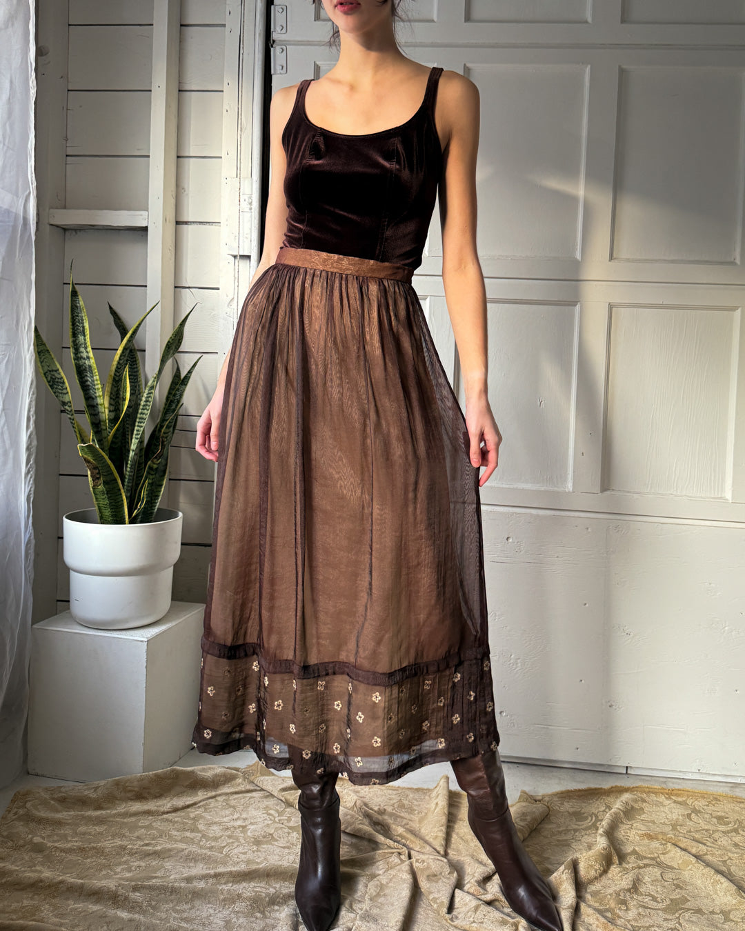 90s Sheer Maxi Skirt | M