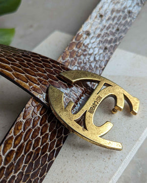 Y2K Cavalli Snake Embossed Belt