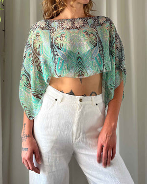 00s Wide Leg White Linen Pants | M