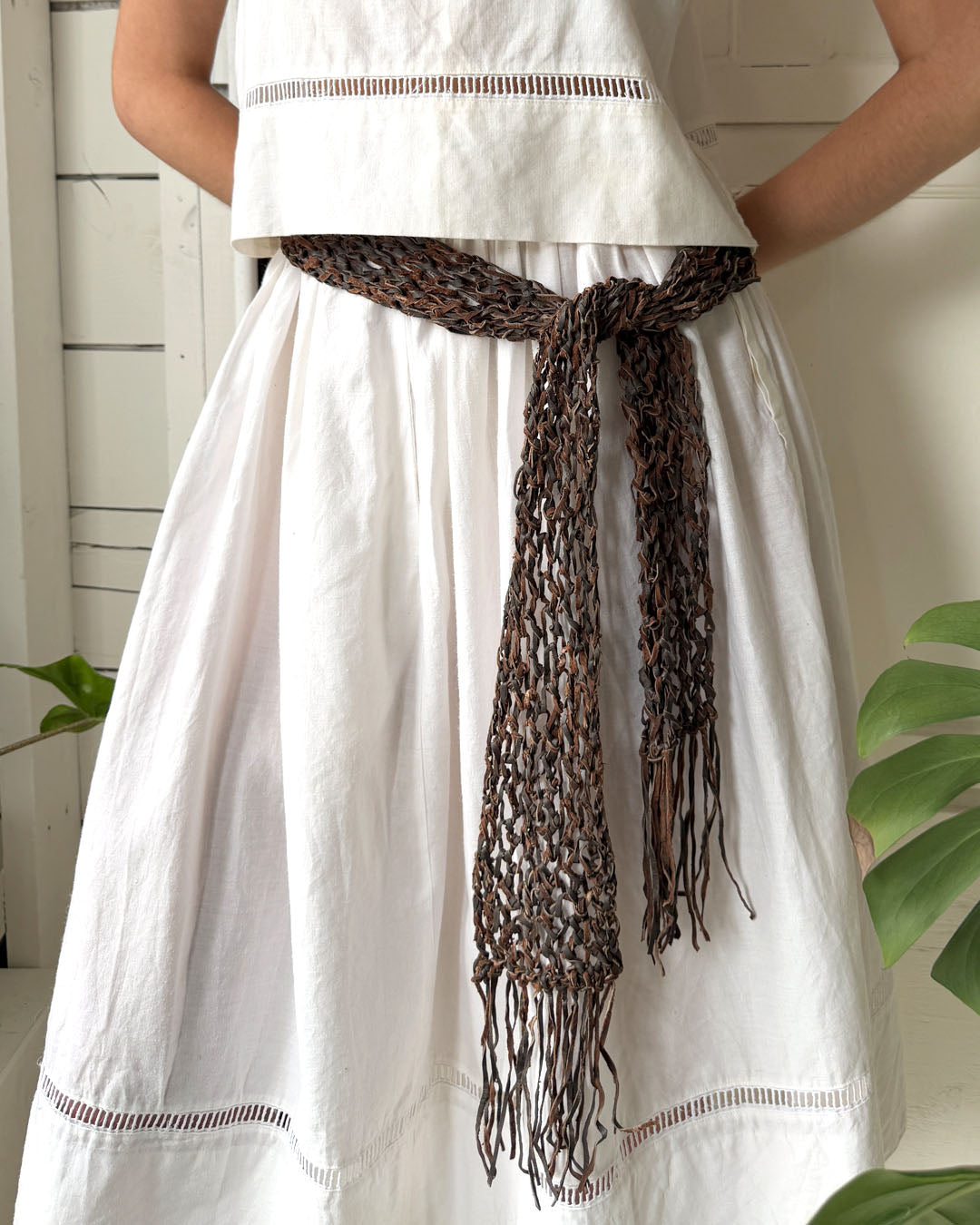 90s Woven Leather Tie Belt