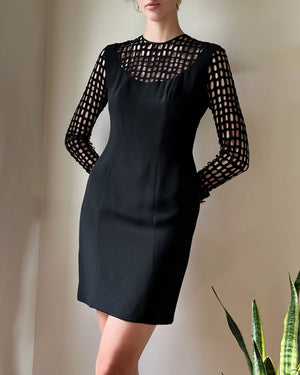 90s Black Cutout Dress | M