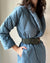 90s Blue Quilted Down Robe | XS-M