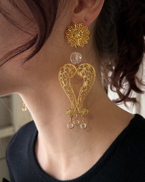 90s Gold & Crystal Bead Earrings