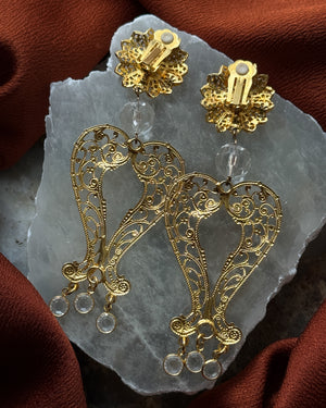 90s Gold & Crystal Bead Earrings