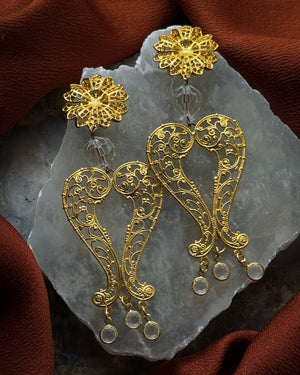 90s Gold & Crystal Bead Earrings