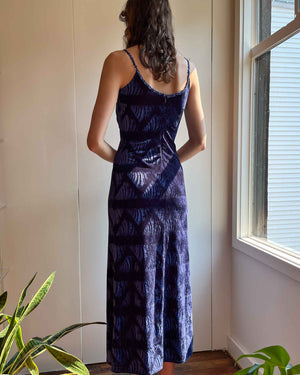 90s Two Tone Velvet Maxi Dress | S