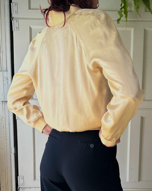 00s Vanilla Silk Bomber Jacket | M