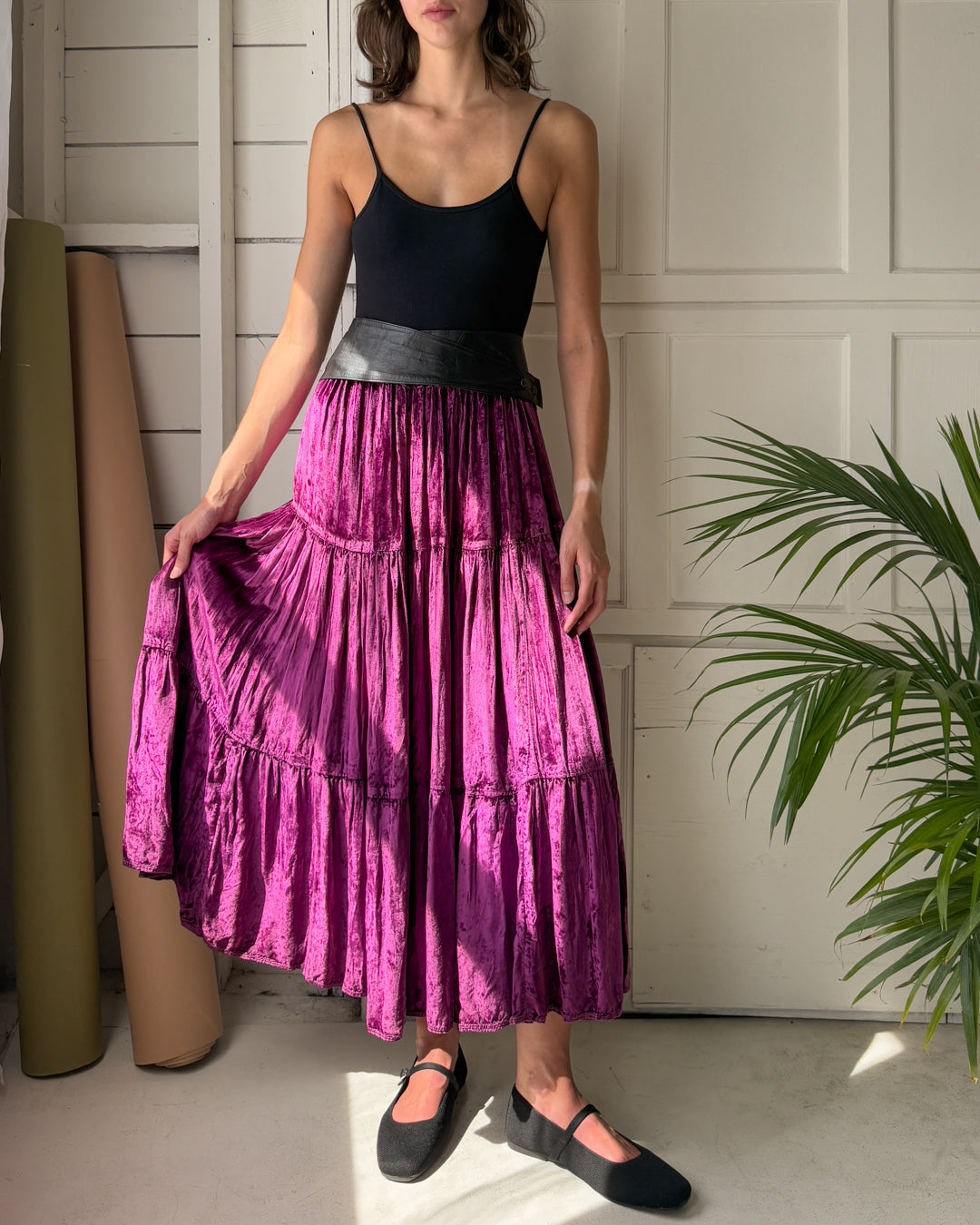 90s Lilac Crushed Velvet Skirt | XS-S