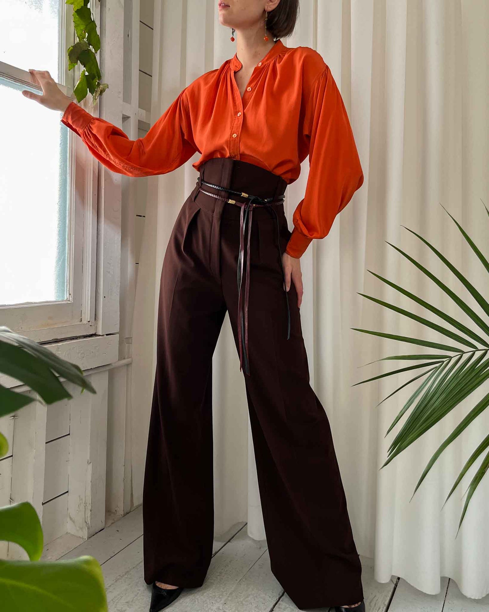 90s Hermes Ultra High Waist Pants | S