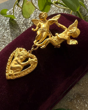 90s Gold Cherubs Brooch