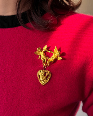 90s Gold Cherubs Brooch