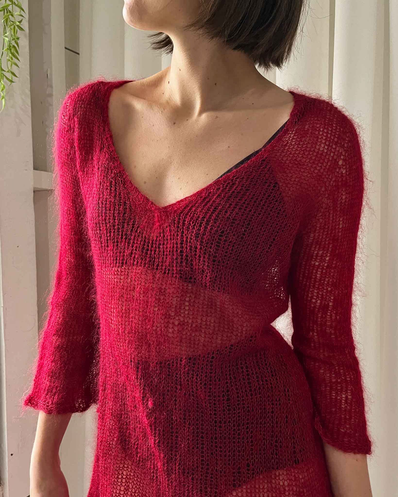 90s Semi-Sheer Mohair Sweater Dress