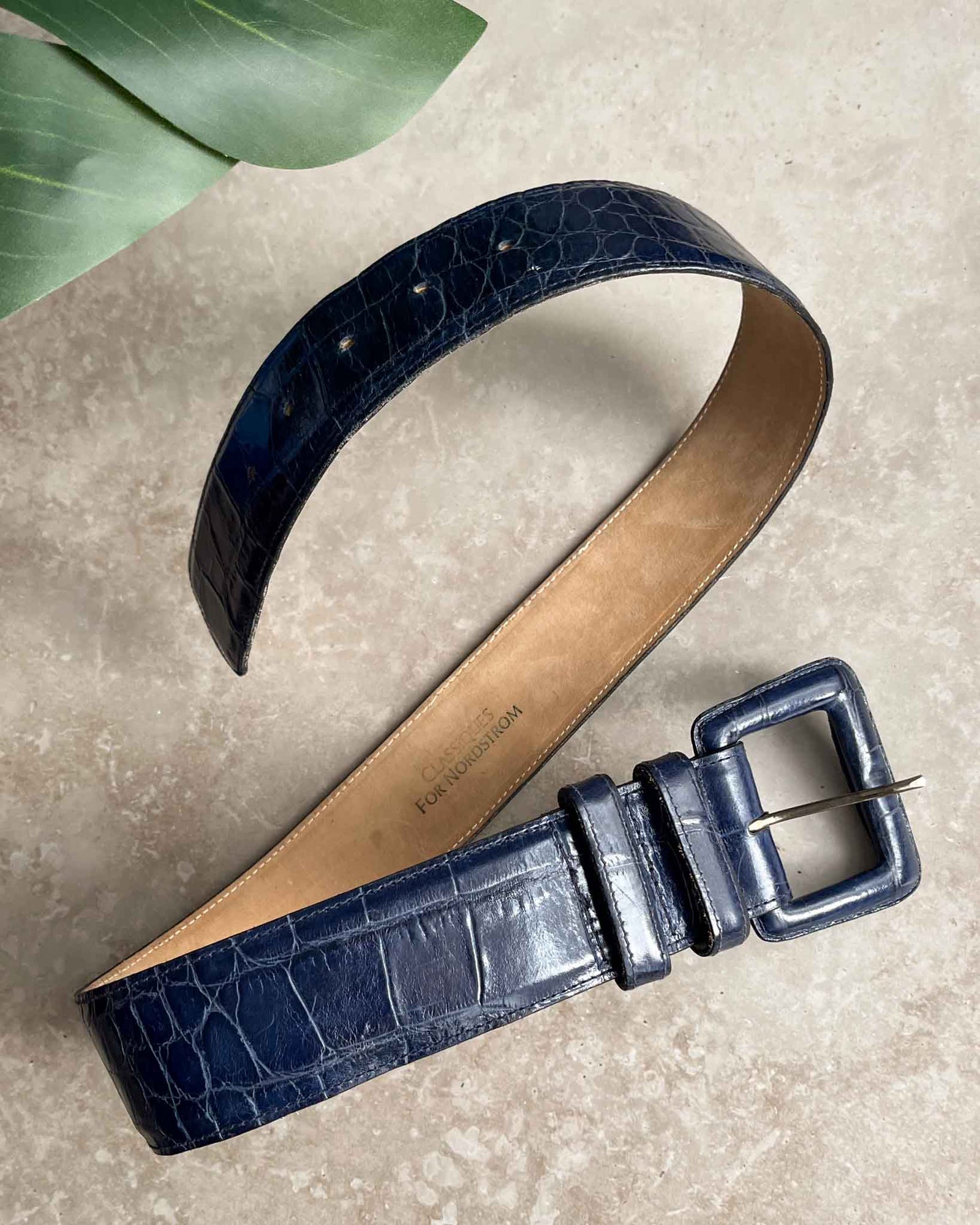 90s Blue Croc Embossed Belt