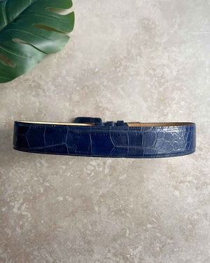 90s Blue Croc Embossed Belt