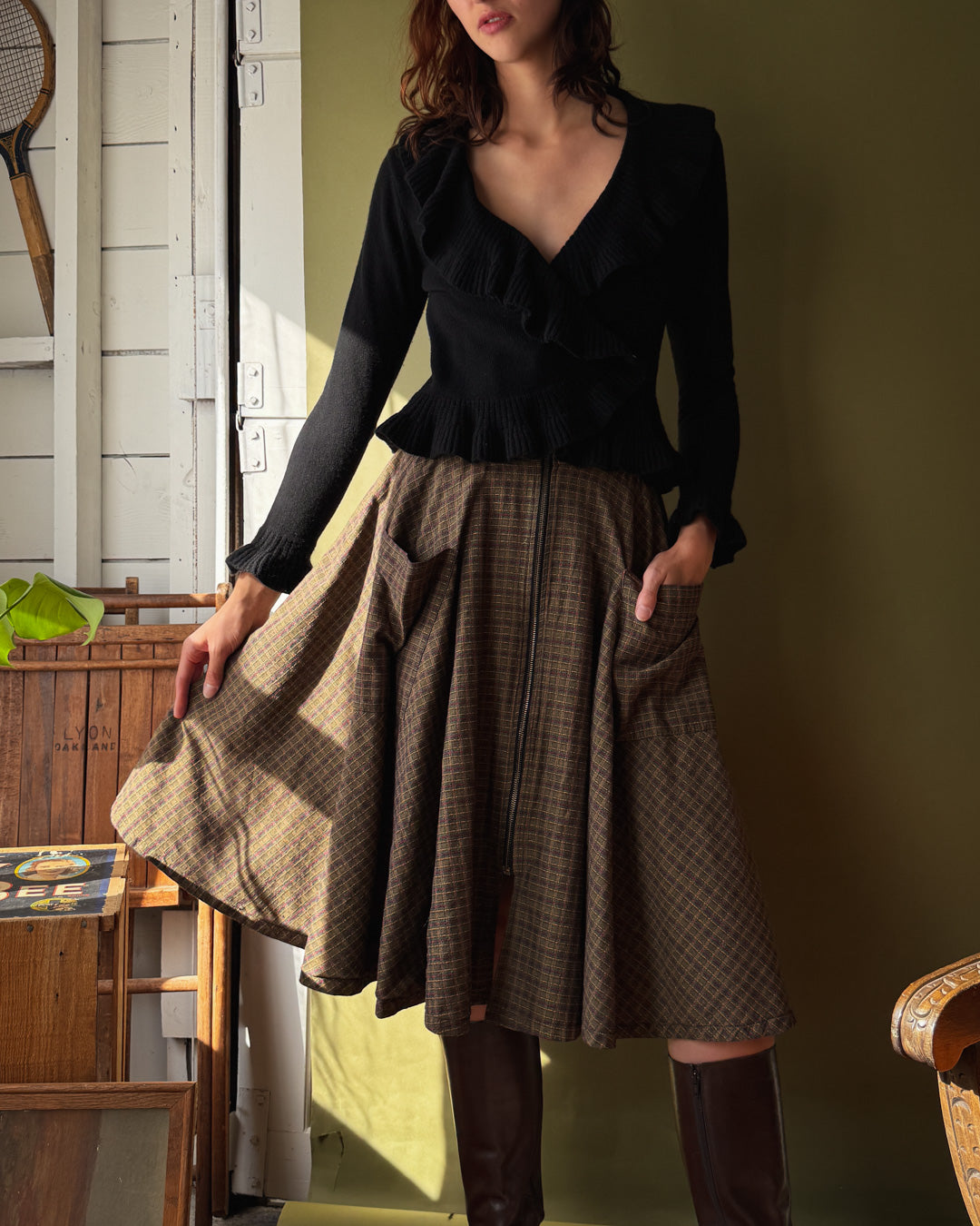 90s Think Pink Plaid Skirt | S-M