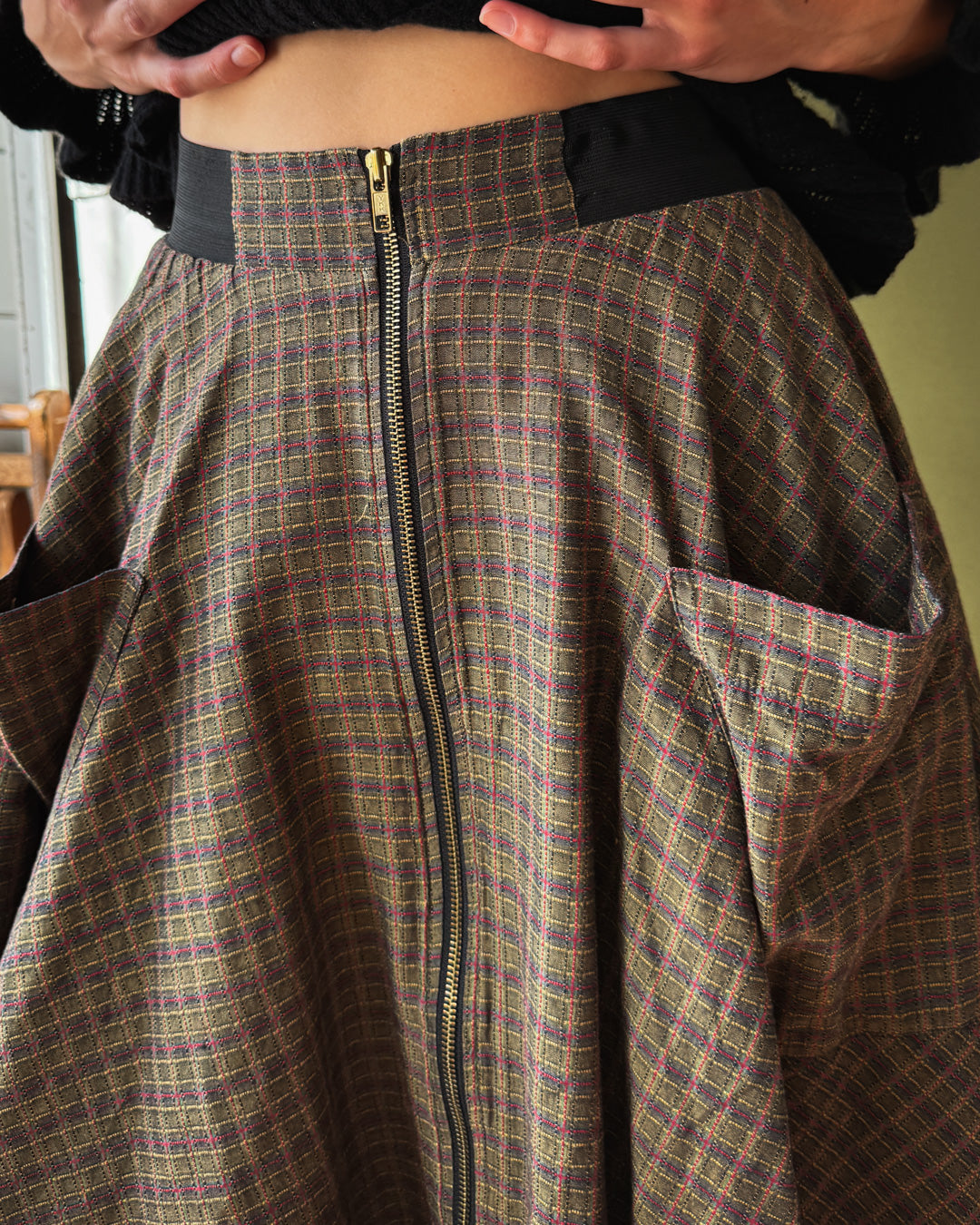 90s Think Pink Plaid Skirt | S-M