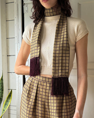 90s Printed Silk Pants & Sash | M-L