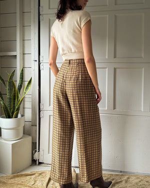 90s Printed Silk Pants & Sash | M-L