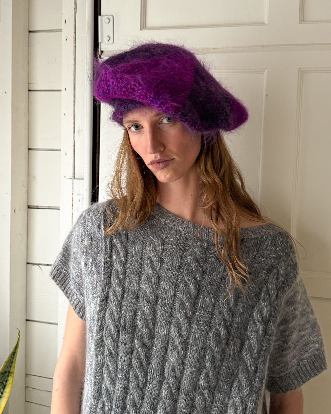 90s Hand Knit Mohair Beret