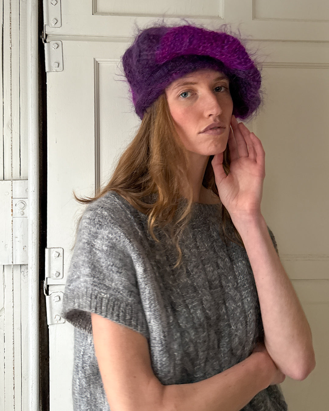 90s Hand Knit Mohair Beret