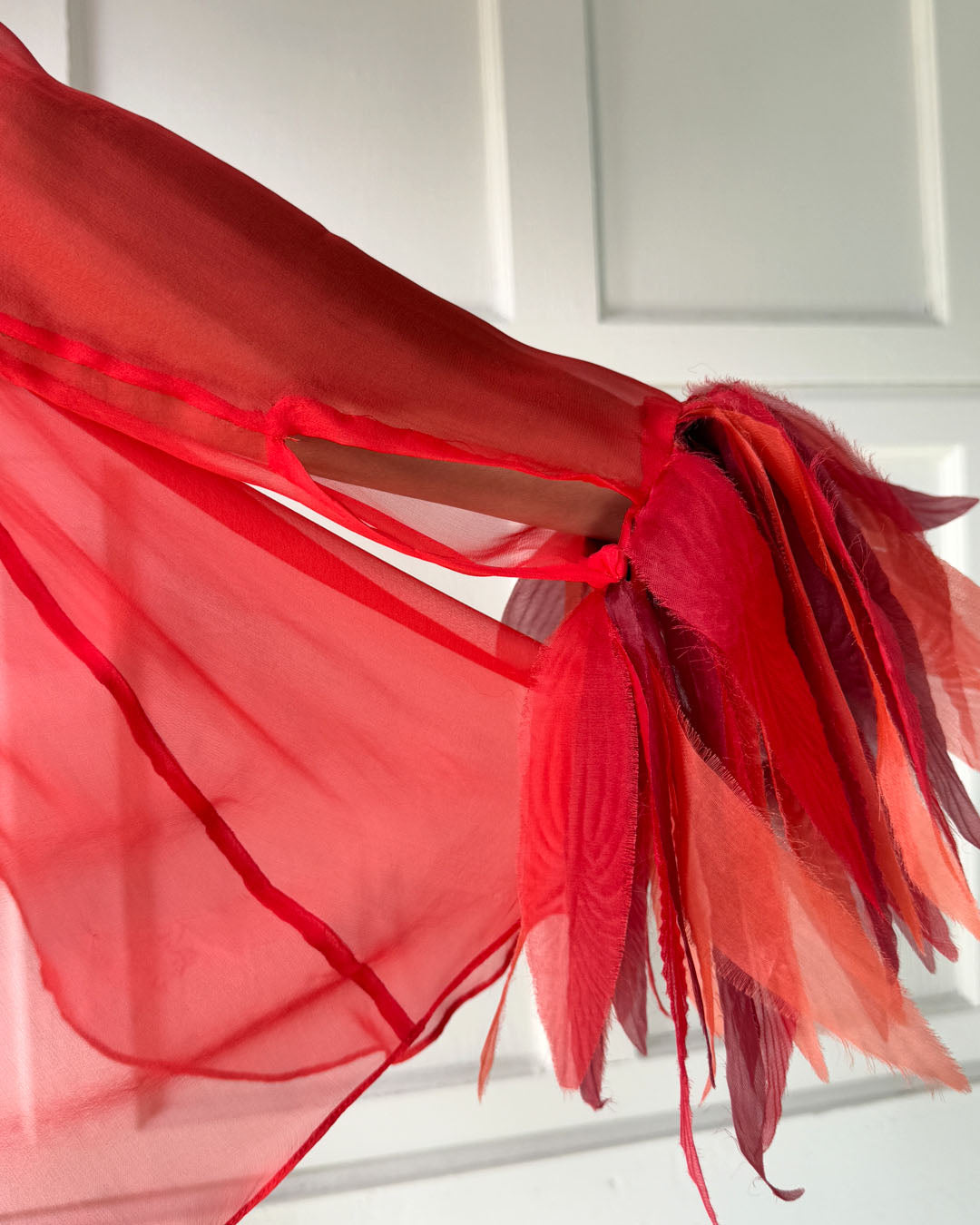 90s Sheer Silk Top With Cuffs | S