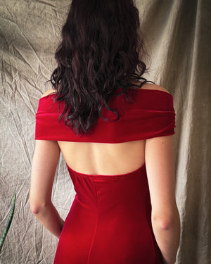 90s Velvet Maxi Dress | S-M