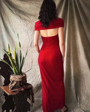 90s Velvet Maxi Dress | S-M