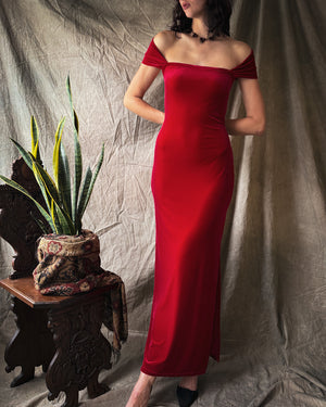 90s Velvet Maxi Dress | S-M