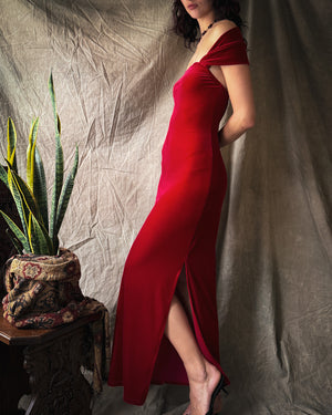 90s Velvet Maxi Dress | S-M
