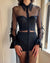 90s Sheer Black Ribbon Dress | S