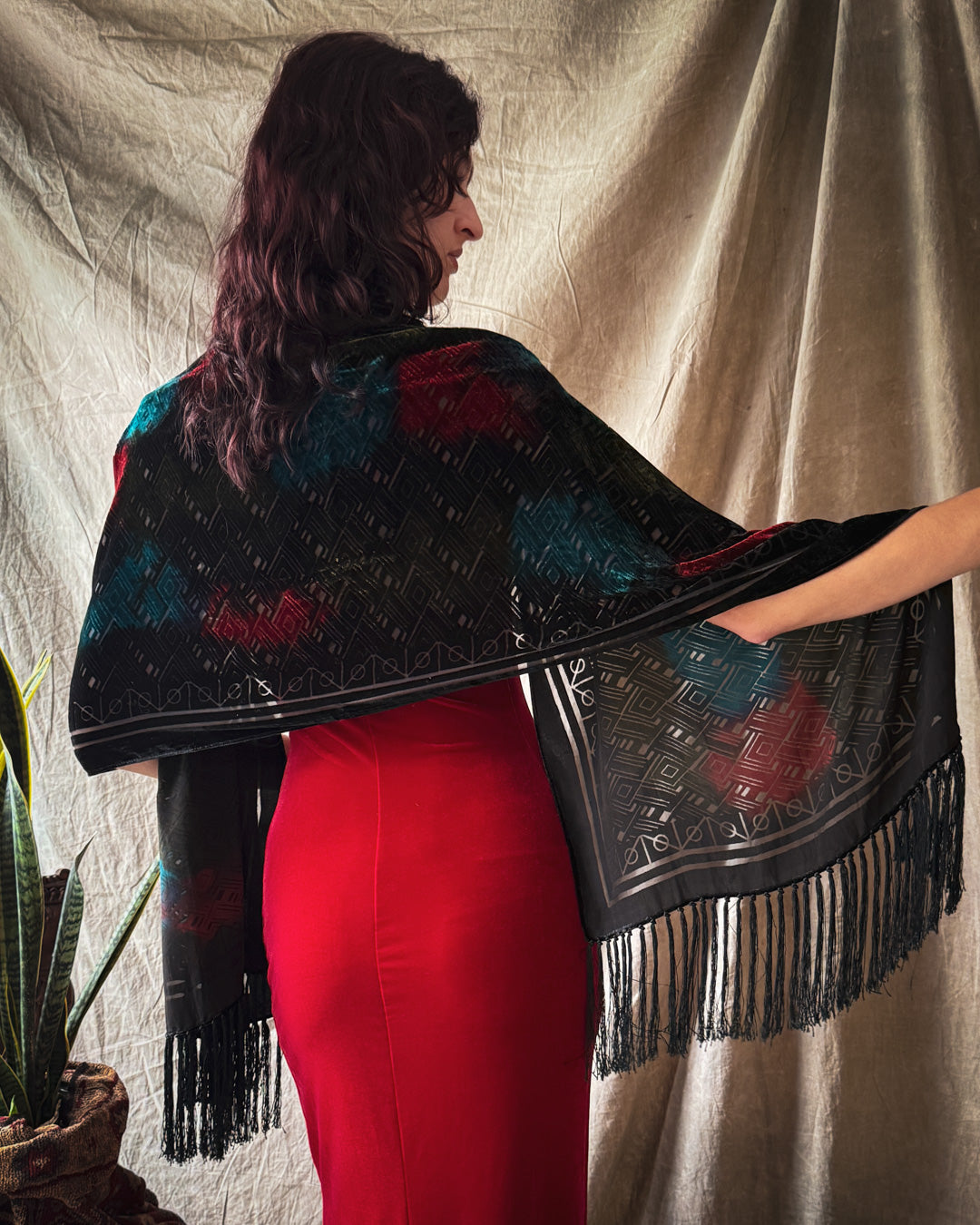 90s Devore Silk Velvet Shawl
