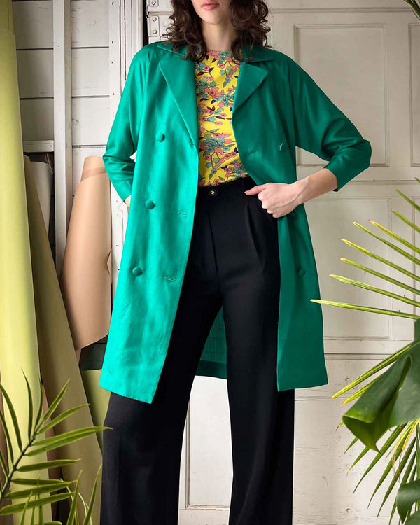 80s Teal Silk Jacket | S-M - Lucky Vintage