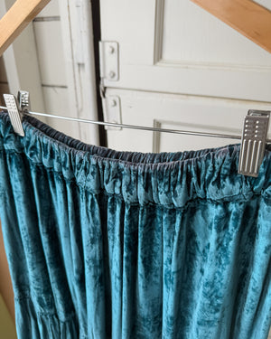 90s Turquoise Crushed Velvet Skirt | S-M