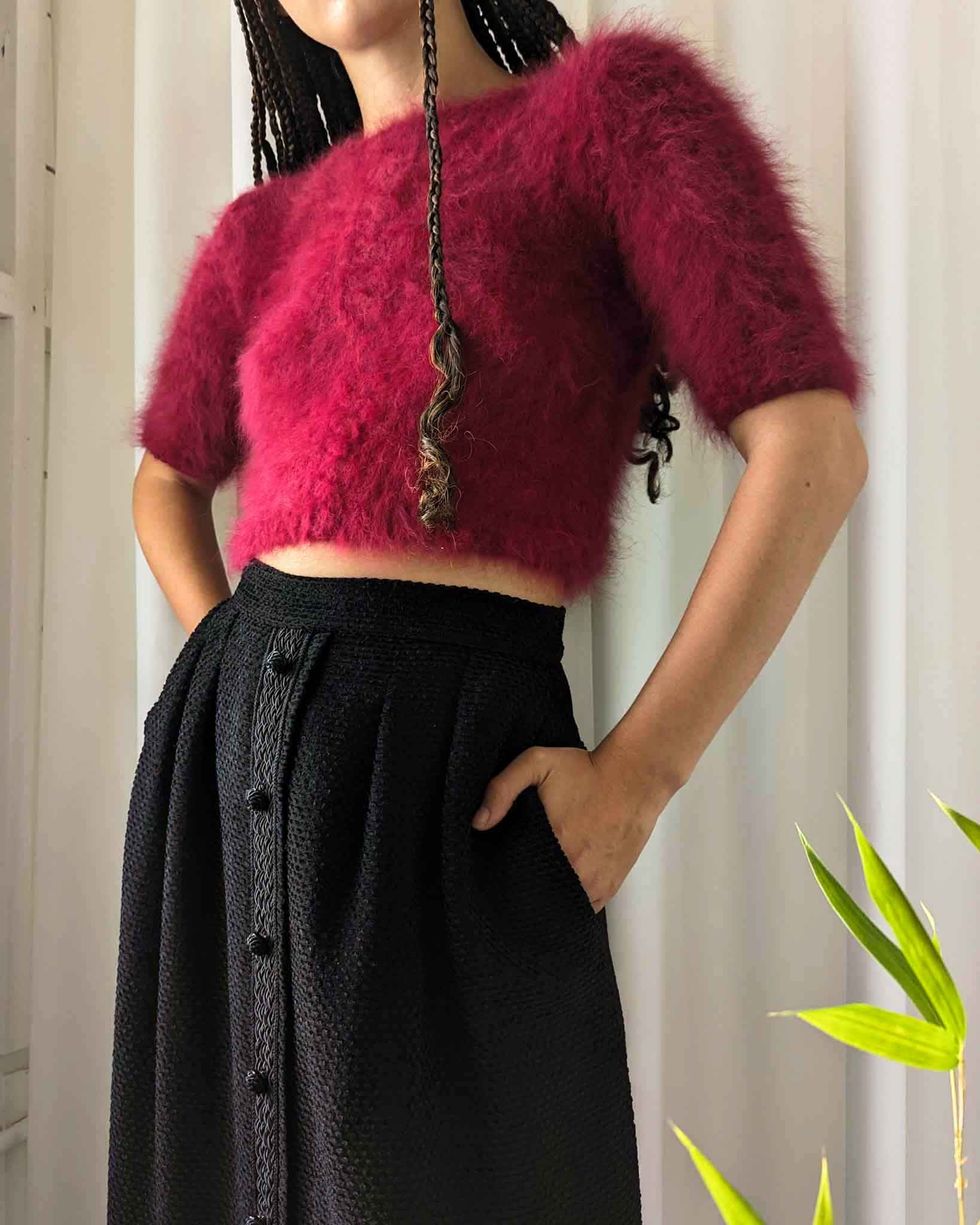 70s Chanel Silk Chenille Maxi Skirt