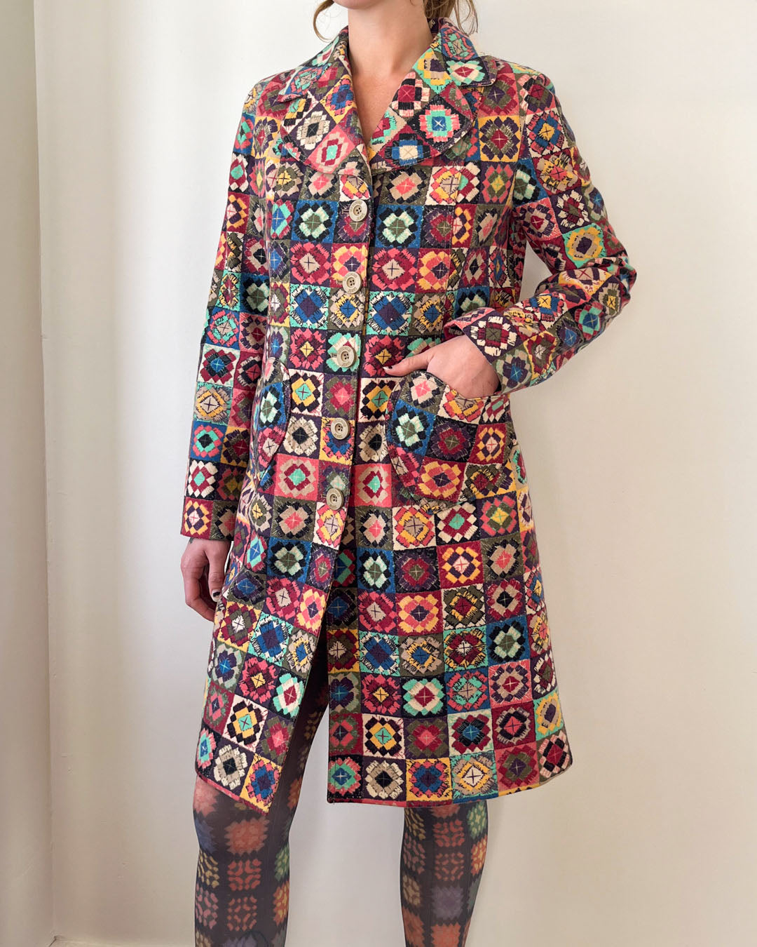 00s Moschino Printed Wool Coat | M