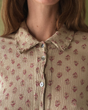 00s Textured Floral Blouse | S