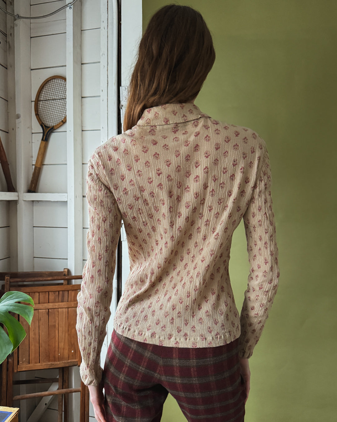 00s Textured Floral Blouse | S