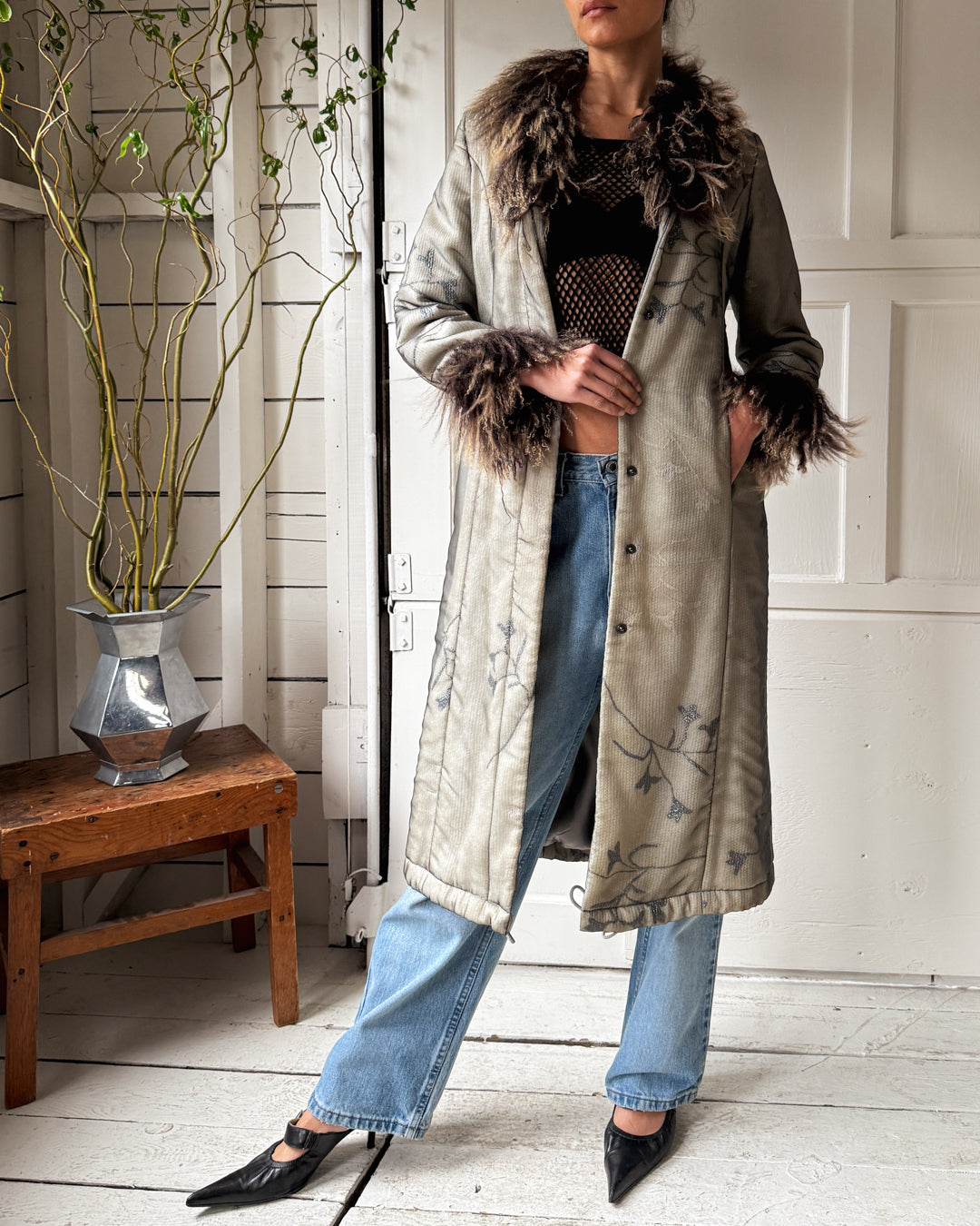 00s Cavalli Tibetan Lamb Sweater Coat | S