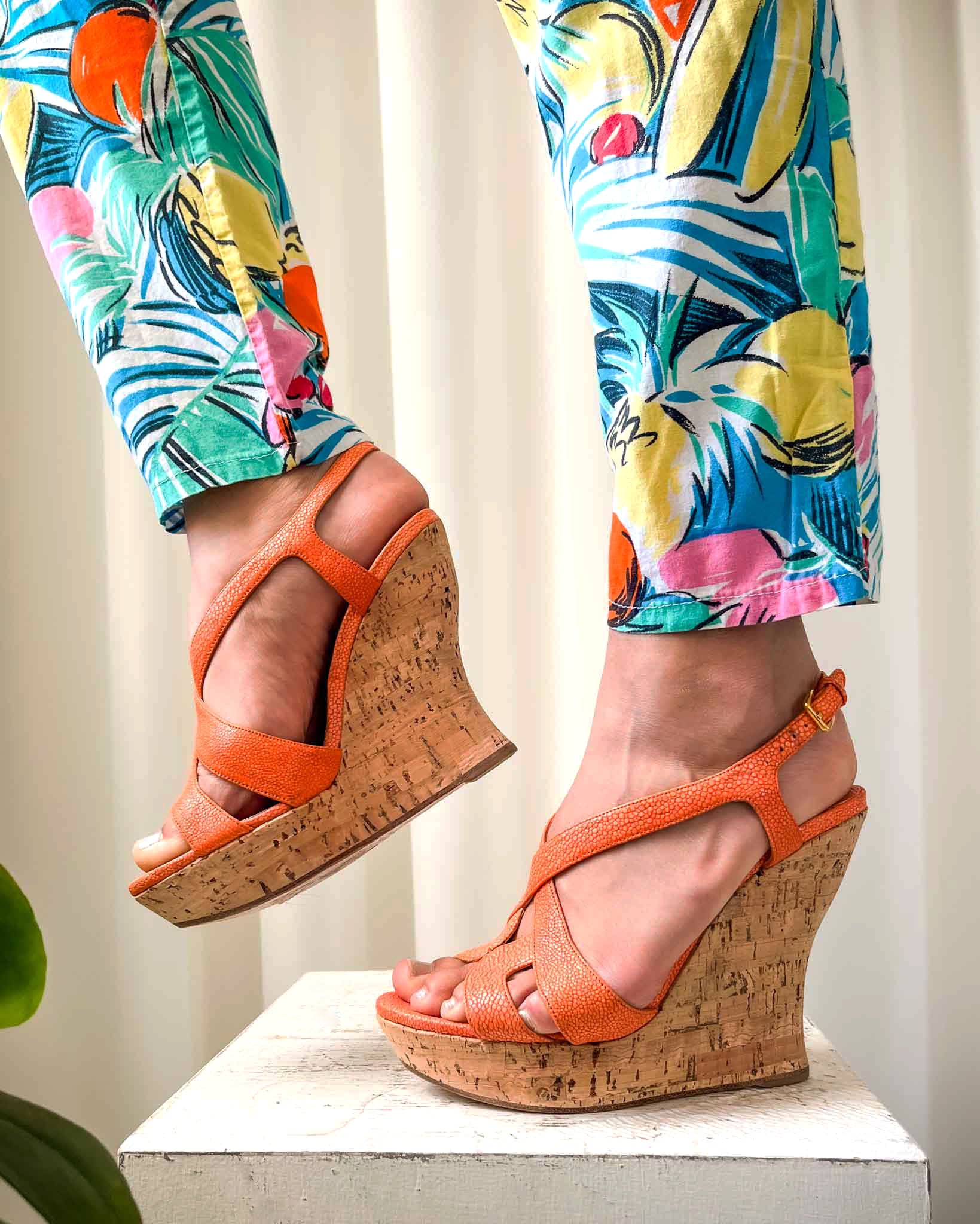 Miu Miu Orange Stingray Wedges | 7.5