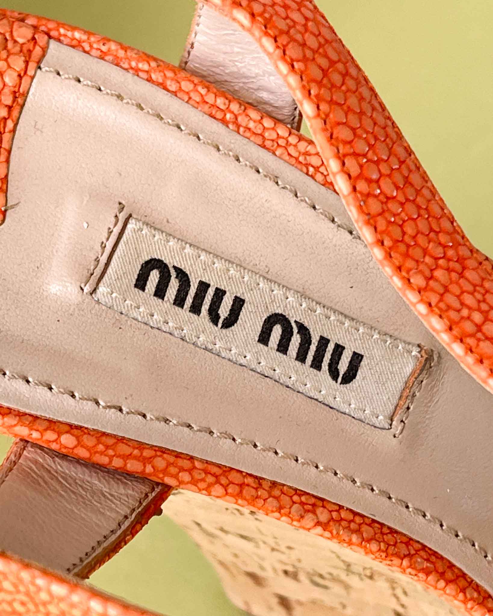 Miu Miu Orange Stingray Wedges | 7.5