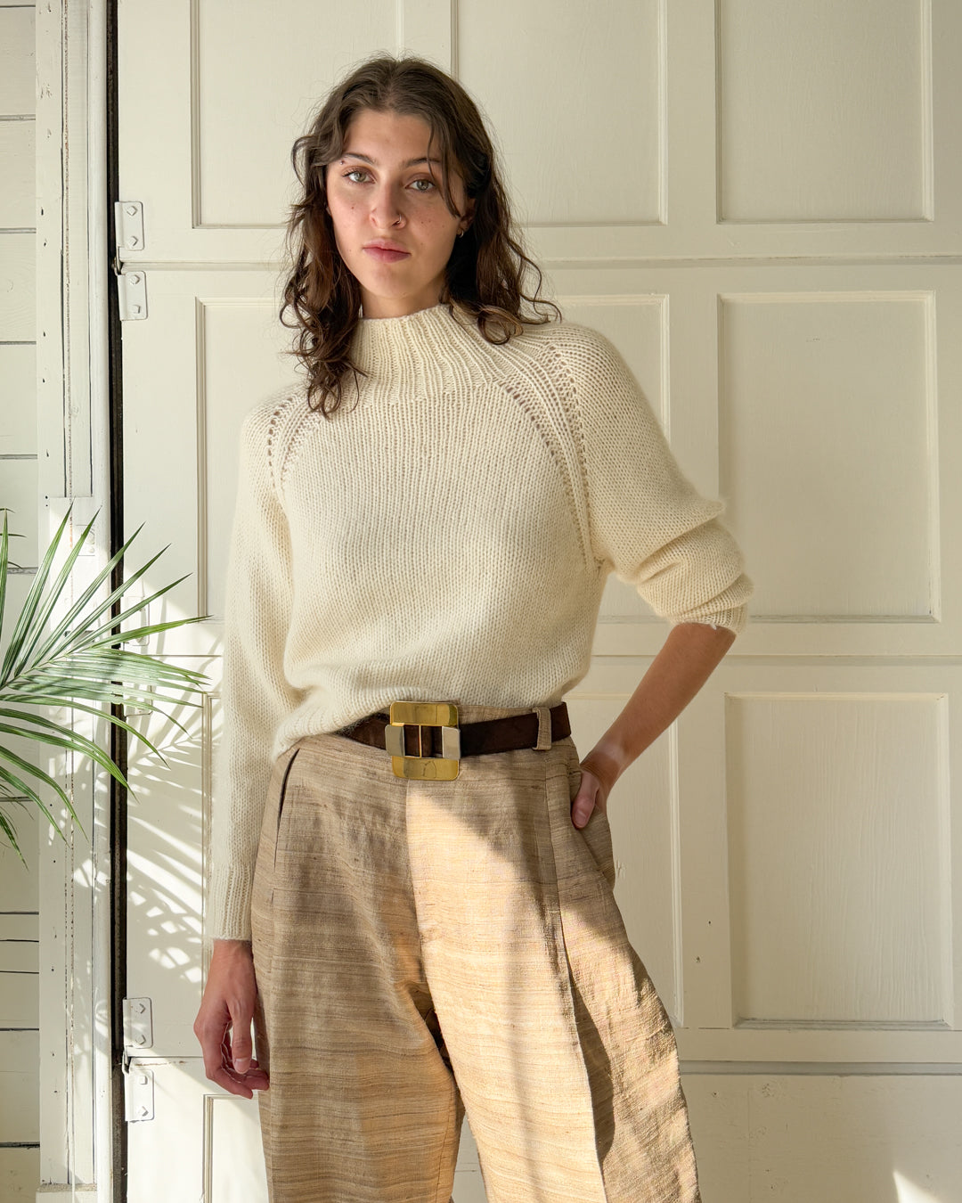 00s Angora Blend Ivory Sweater | M