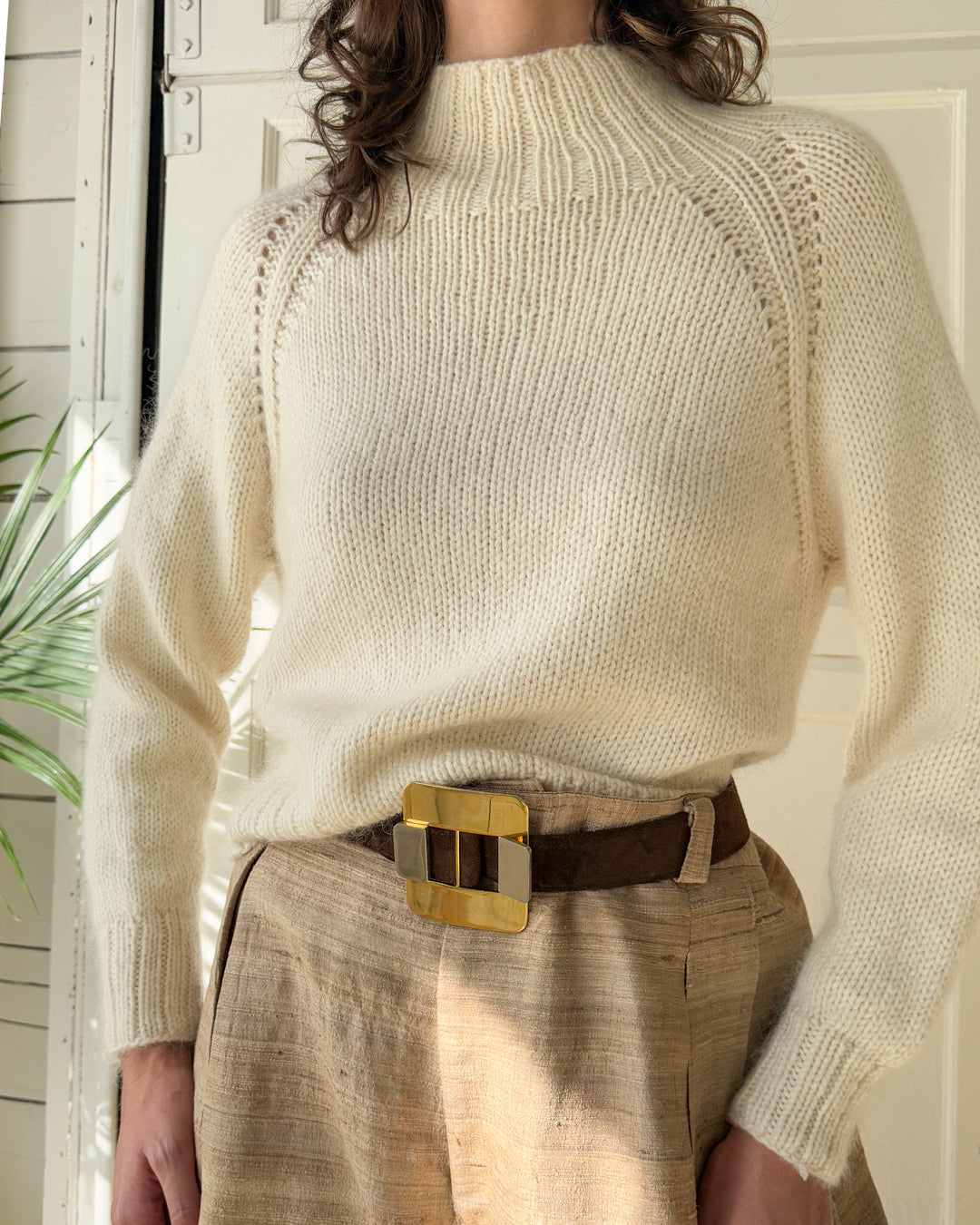 00s Angora Blend Ivory Sweater | M