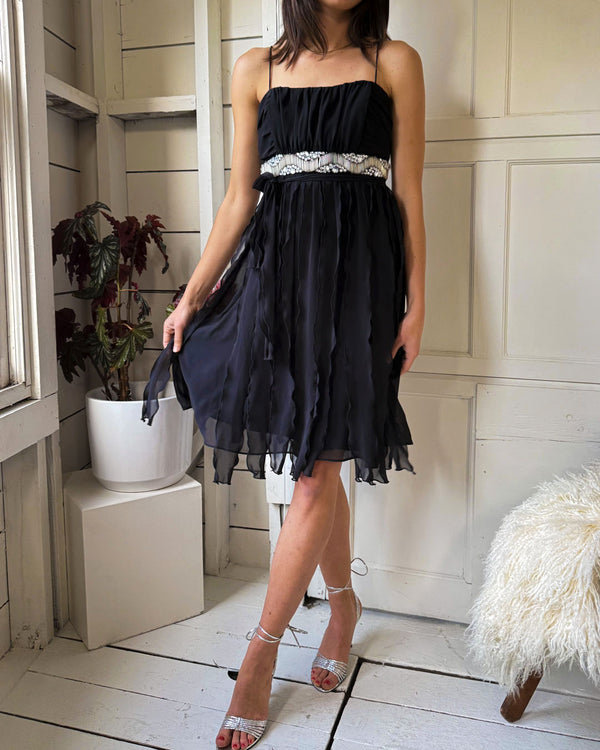 00s Beaded Silk Party Dress