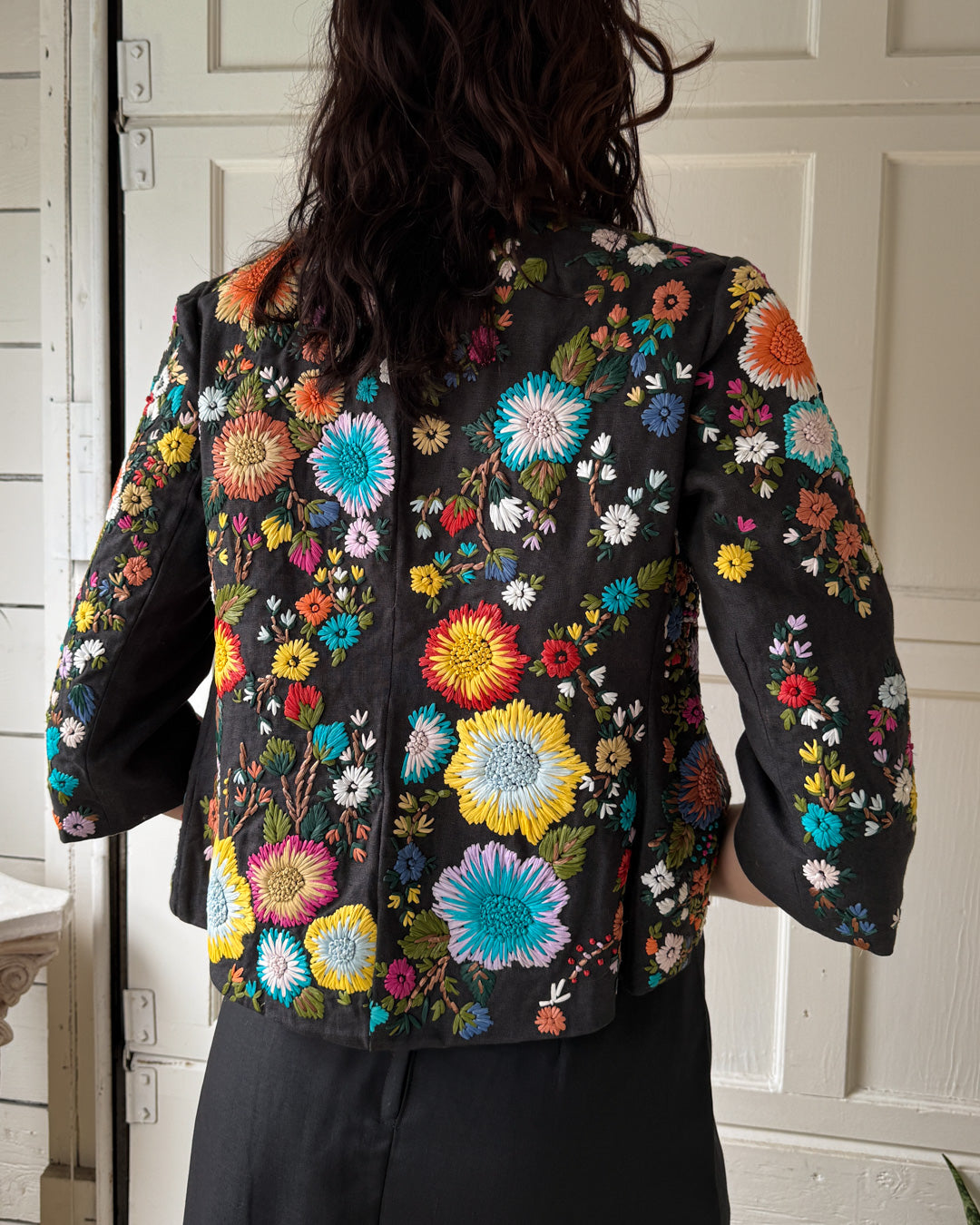 00s Rozae Nichols Raffia Embroidered Jacket | M