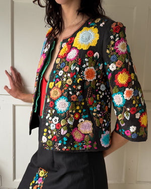 00s Rozae Nichols Raffia Embroidered Jacket | M